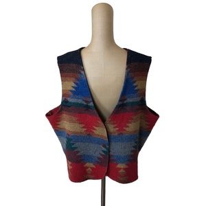 Vintage Two Twenty Wool Southwestern Native Vest Mens Size 2X